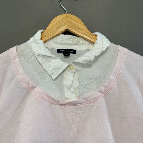 Tommy Hilfiger Women’s Pink Crewneck Size XL Cotton Polyester Rayon Preppy Style - Picture 4 of 15